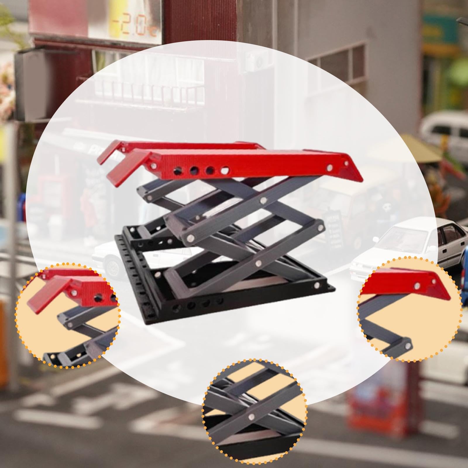Colcolo Modelo de Elevador de automóviles a Escala 1/18, Accesorio de fotografía, simulación, pequeña máquina de Mantenimiento, Coleccionable, Modelo de, Rojo