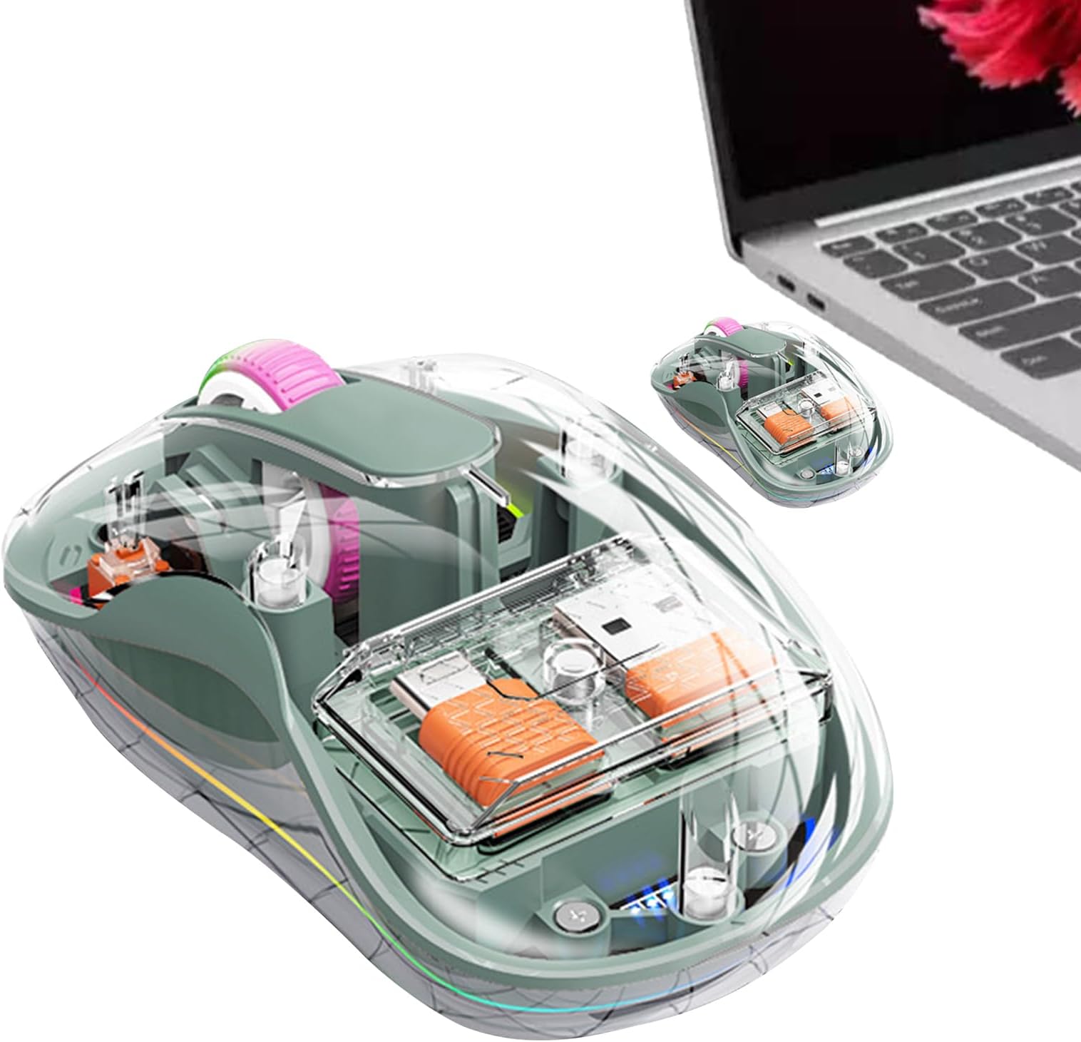 – Laptop Computer Control Wireless | Transparent Tri-Mode Computer Control with RGB Light - Tablets Laptops PC with No Noise for Travelling, Living Room, Dormitory