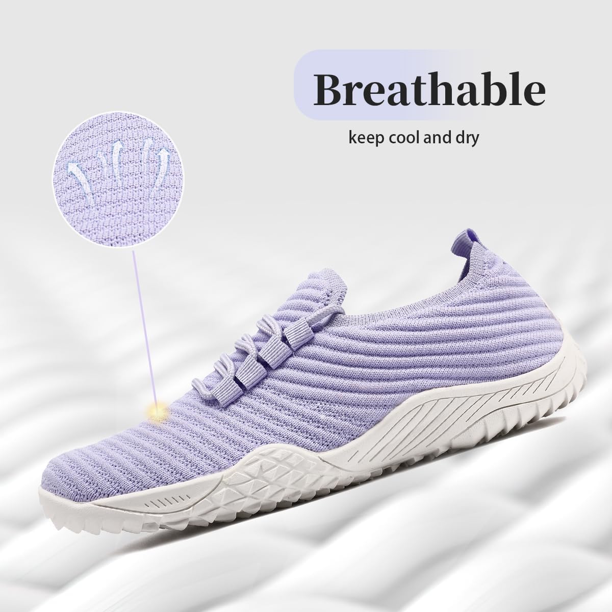 Womens Barefoot Shoes Minimalist Walking Trainers Zero Drop Sole Slip On Yoga Casual Sneakers Lightweight Breathable Indoor House Shoes Light_Purple_W Size US 9 - Image 2