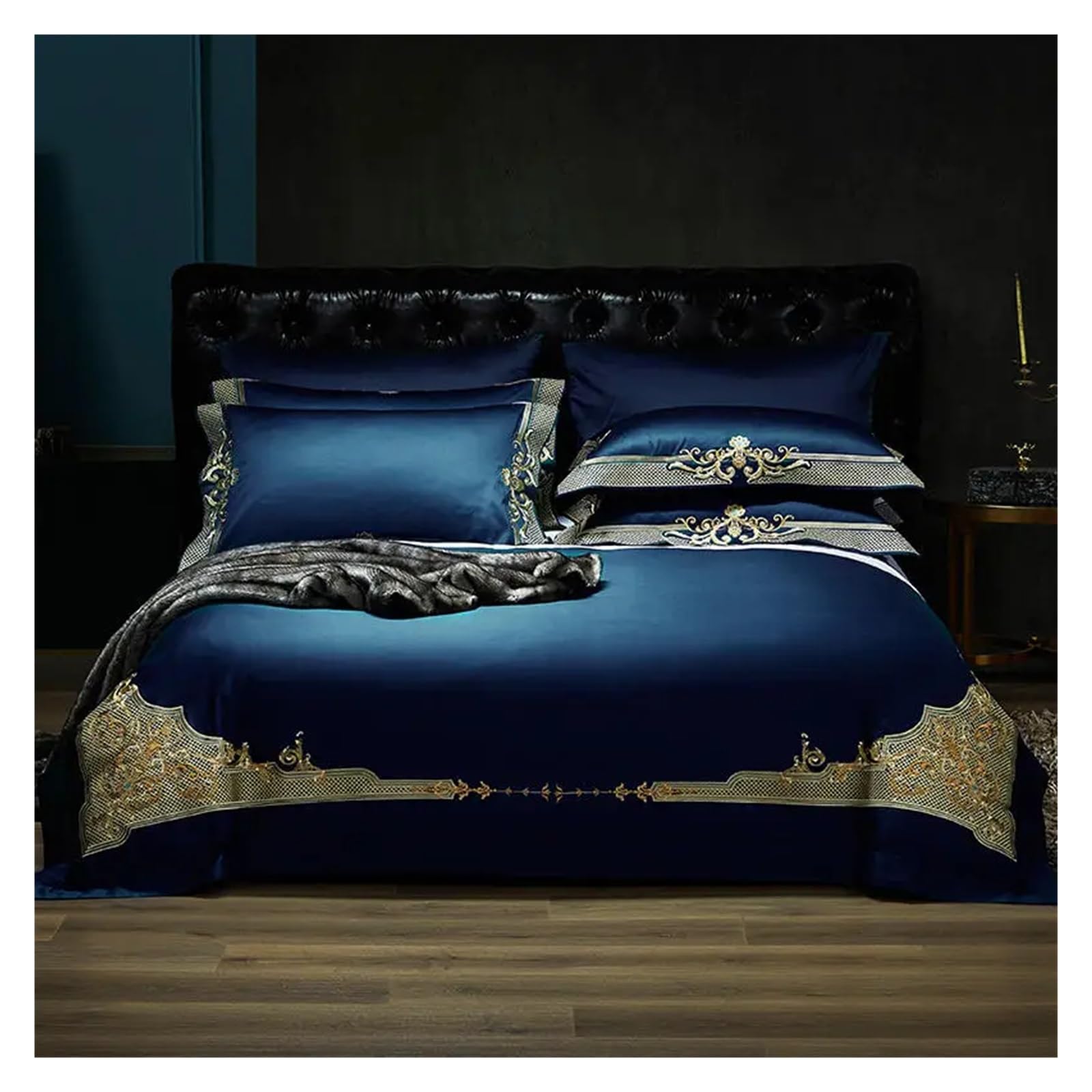 Parure de lit en coton égyptien 1000TC, linge de lit de luxe brodé King Size