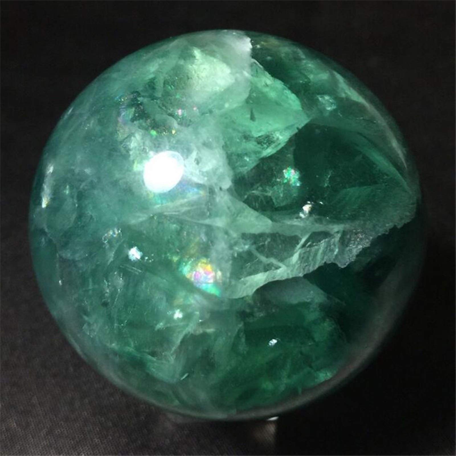 Sfera di Fluorite Arcobaleno!Sfera di Cristallo Verde Brillante!1 con Grande Colore!Pietra Crystal Specimen