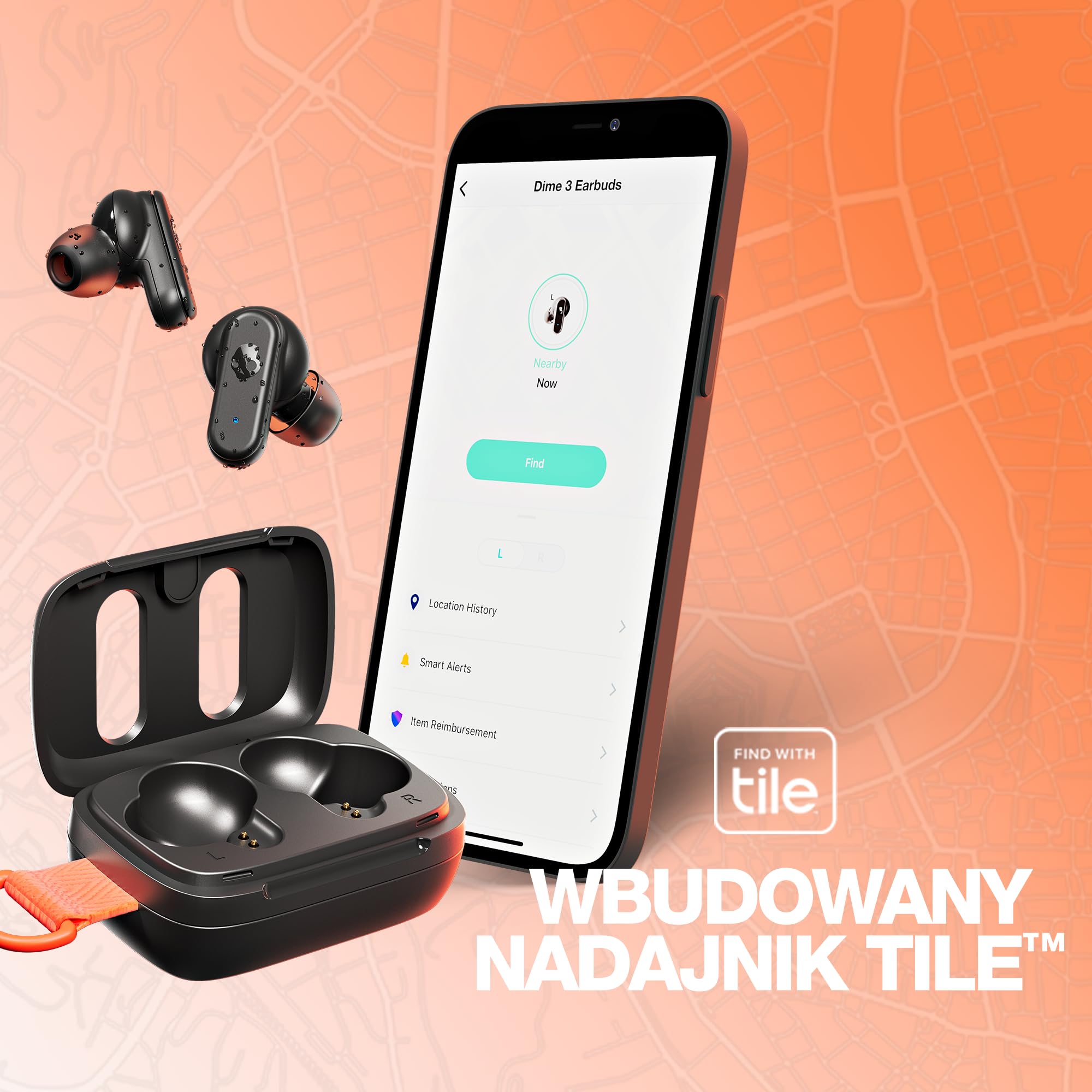 Skullcandy Dime 3 Bezprzewodowe Słuchawki Douszne, 20 godz. Słuchania, Mikrofon, Obsługa iPhone’a, Androida i urządzeń Bluetooth – Czarny