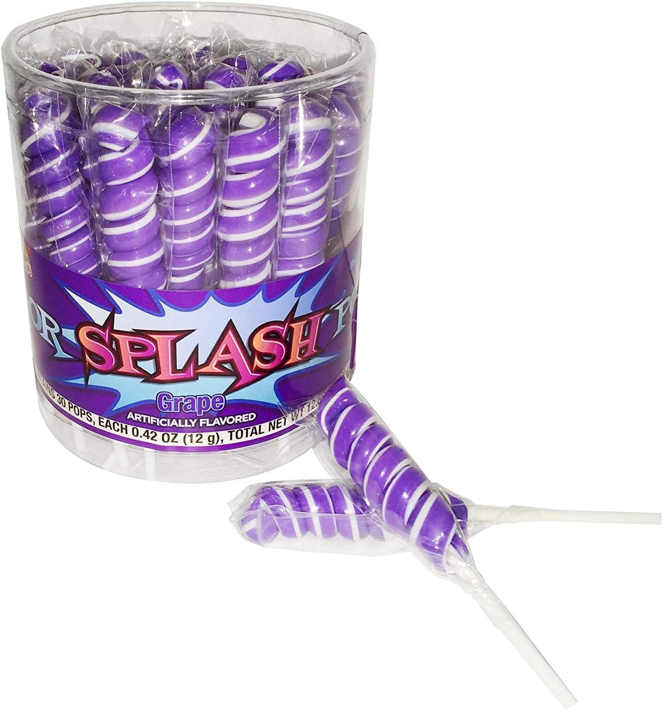 COLORSPLASH LOLLIPOPS Jar, 30 Pops, 12.69 oz, Purple Grape
