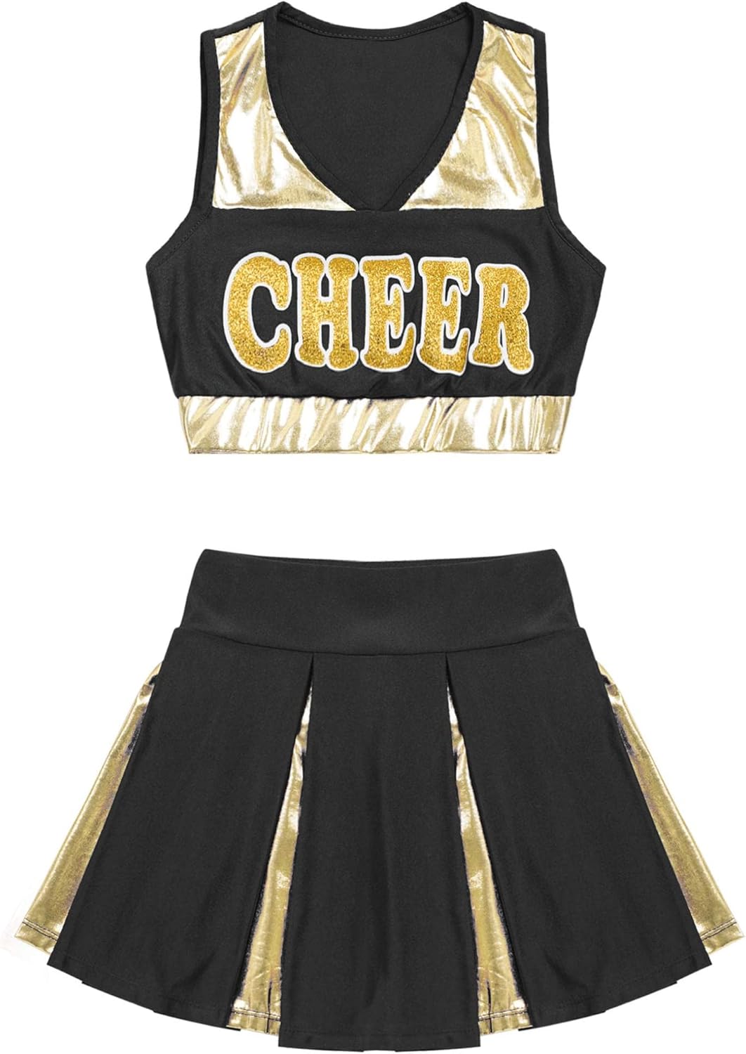 Miniatura 6 de Oyolan Disfraz de uniforme de animación para niños y niñas disfraz de líder de animación sin mangas cuello en V disfraz de Halloween para la escuela