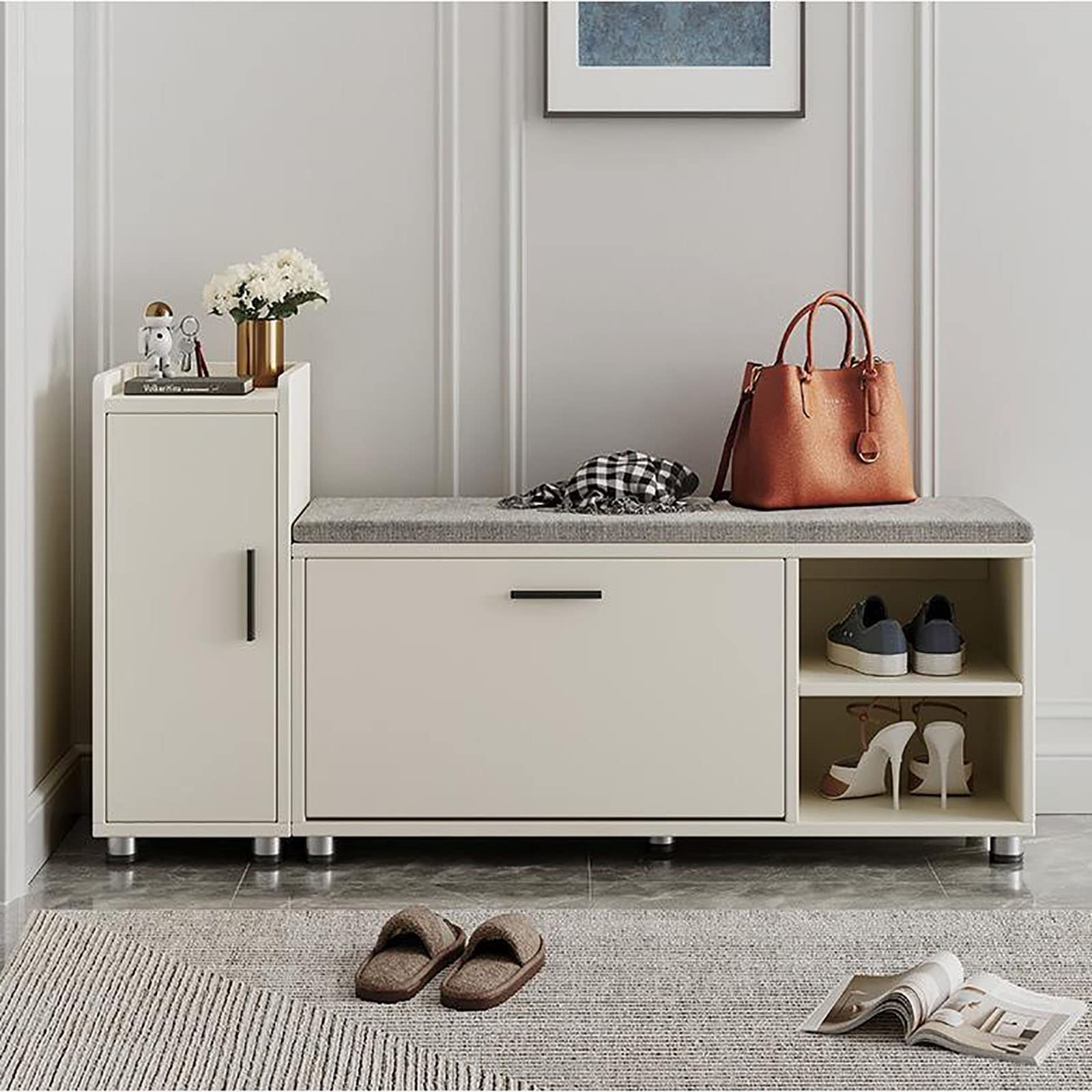 Meuble de rangement à chaussures gain de place, étagère à chaussures et banc d'entrée