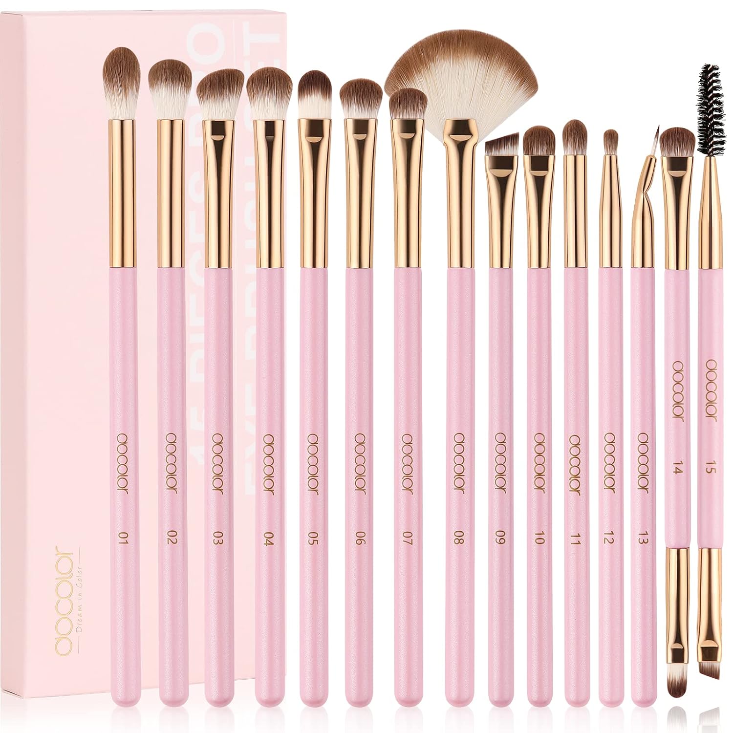 Docolor Eye Makeup Brushes 15Pcs Eyeshadow Brush Set with Soft Synthetic Hairs Professional Eye Shadow Blending Concealer Eyebrow Eyelash Eye Liners Premium Eye Make Up Brushes Set (Pink) Docolor Eye Makeup Brushes 15Pcs Eyeshadow Brush Set with Soft Synthetic Hairs Professional Eye Shadow Blending Concealer Eyebrow Eyelash Eye Liners Premium Eye Make Up Brushes Set (Pink)
