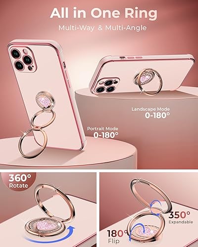 Miniatura 3 de XYZ Funda para iPhone 13 Pro Max con soporte, funda para teléfono con soporte de doble anillo, funda protectora de lujo para mujeres y niñas,