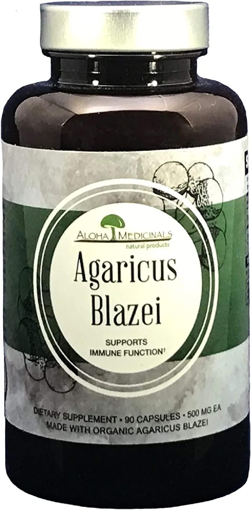 Pure Agaricus Blazei 500 mg 90 Vegetarian Capsules Certified Organic