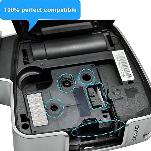 Miniatura 2 de Compatible Dymo Etiqueta estándar Dm1cinta de etiquetado para Label Manager rotuladoras por Orison, 14inch X 23pies (7m), Blanco sobre transparente