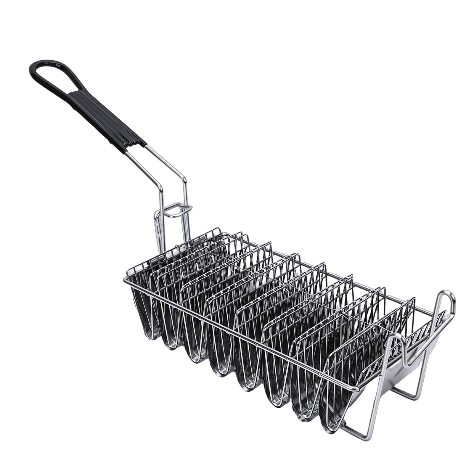 ASHATA Cestello per Friggitrice Taco Stampo a Forma di V in Acciaio Inossidabile per Conchiglie Croccanti, Supporto per Friggitrice da per Feste in Famiglia, 13,6x3,7x6,5 Pollici