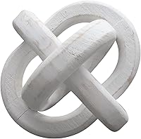 Vista 6 de PARISLOFT Decoración de cadena de madera blanca tallada a mano – Adorno de nudo rústico de granja de 3 eslabones – Mesa de café, estante, bandeja