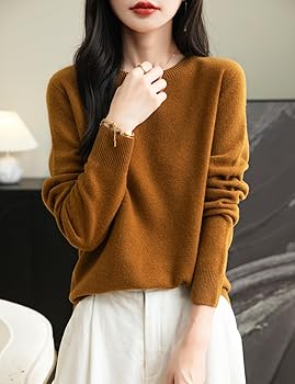 Amazon | [Yokbeer] レディース 100%メリノウール クルーネック