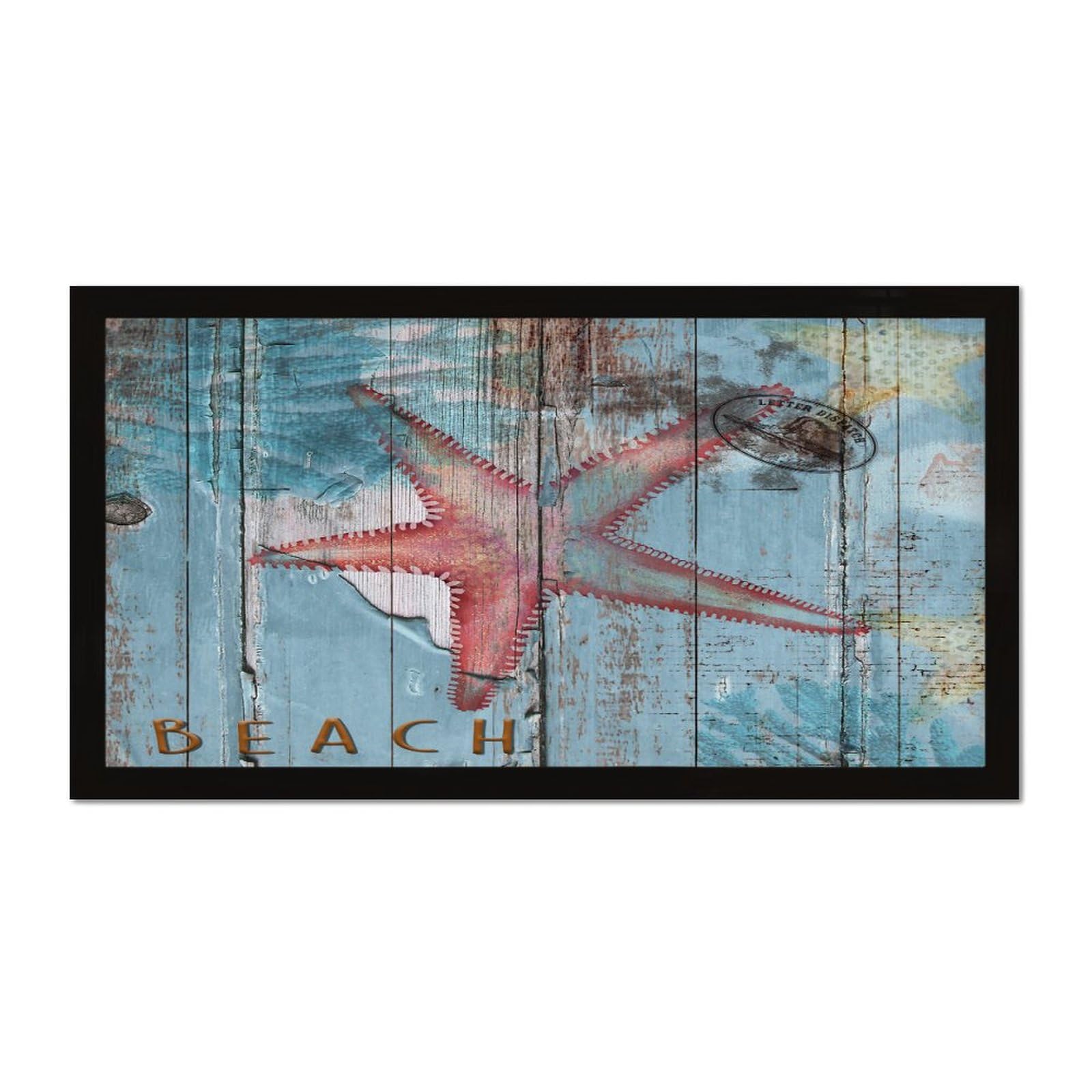 Panneau mural encadré océan bleu en bois antique de 20x20cm pour décoration de table