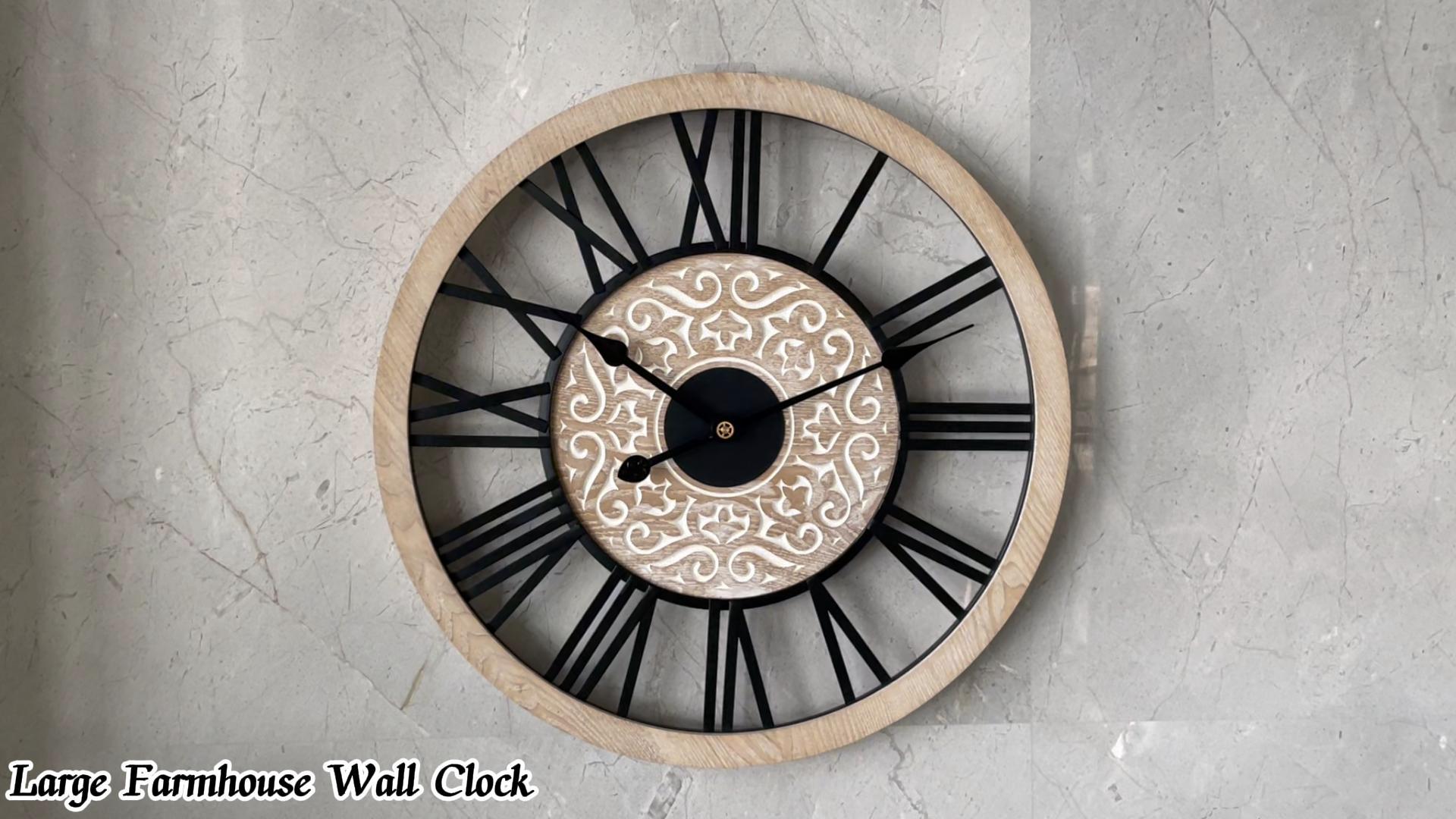 KEQAM Large Farmhouse Wall Clock for Living Room Decor,24 in Round