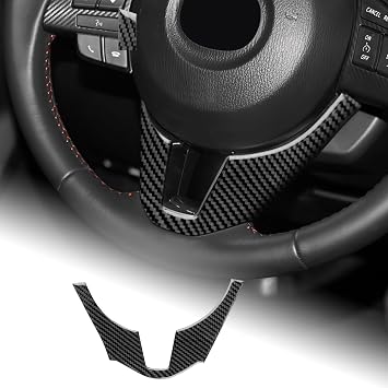 AIRSPEED Carbon Fiber Center Console Steering Wheel Chin Cover Interior Trim for Mazda 3 Axela 2014 2015 2016 Accessories, Black