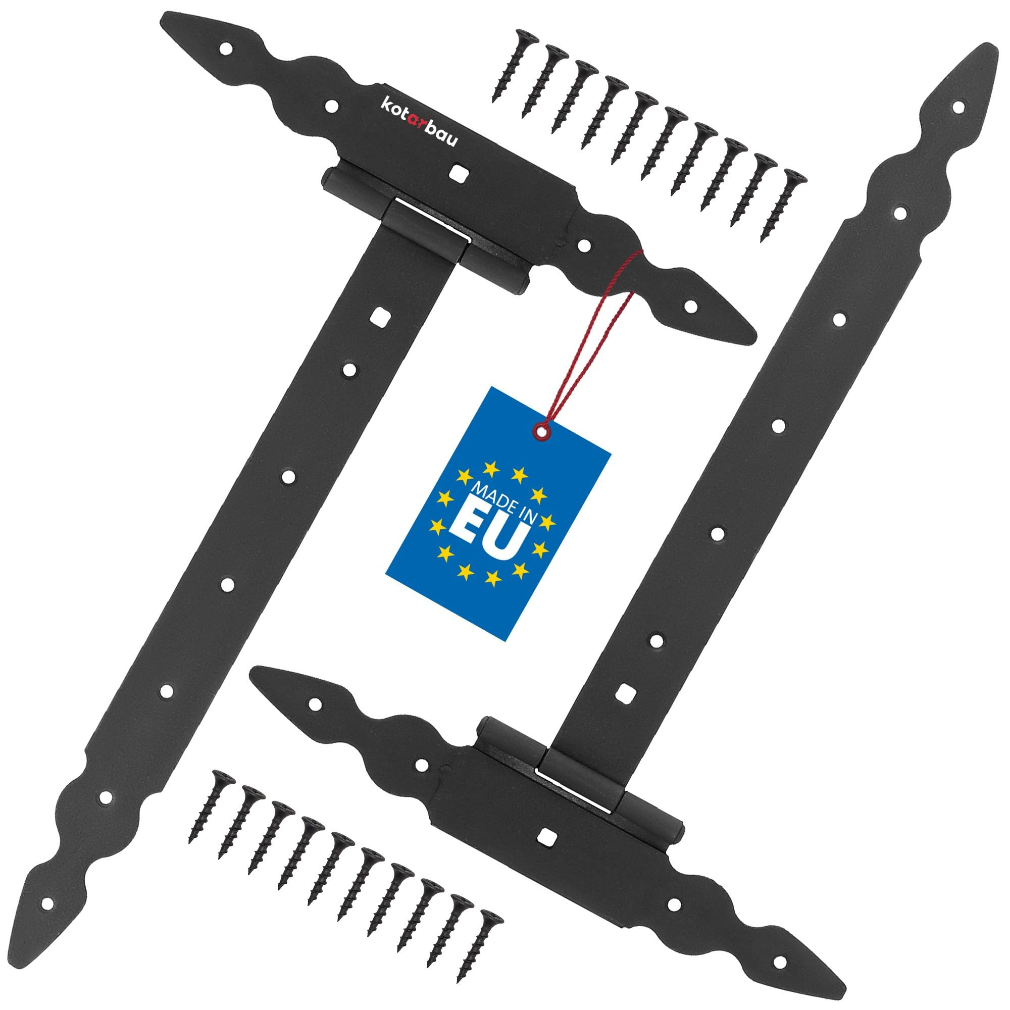 Kotarbau Black Kotarbau® T Hinges : 350 Mm Cross Hinges, Powder Coated Steel, Garden Gate & Door Hinges