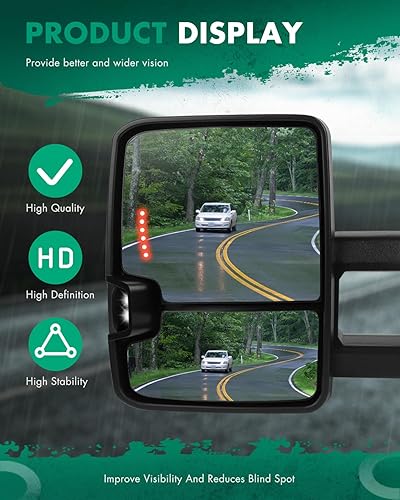 Miniatura 6 de SCITOO Espejos de remolque compatibles con 1988-1998 para Chevy Silverado para GMC Sierra 1500 2500 3500 Pickup Truck Power Adjusted, sin señal de