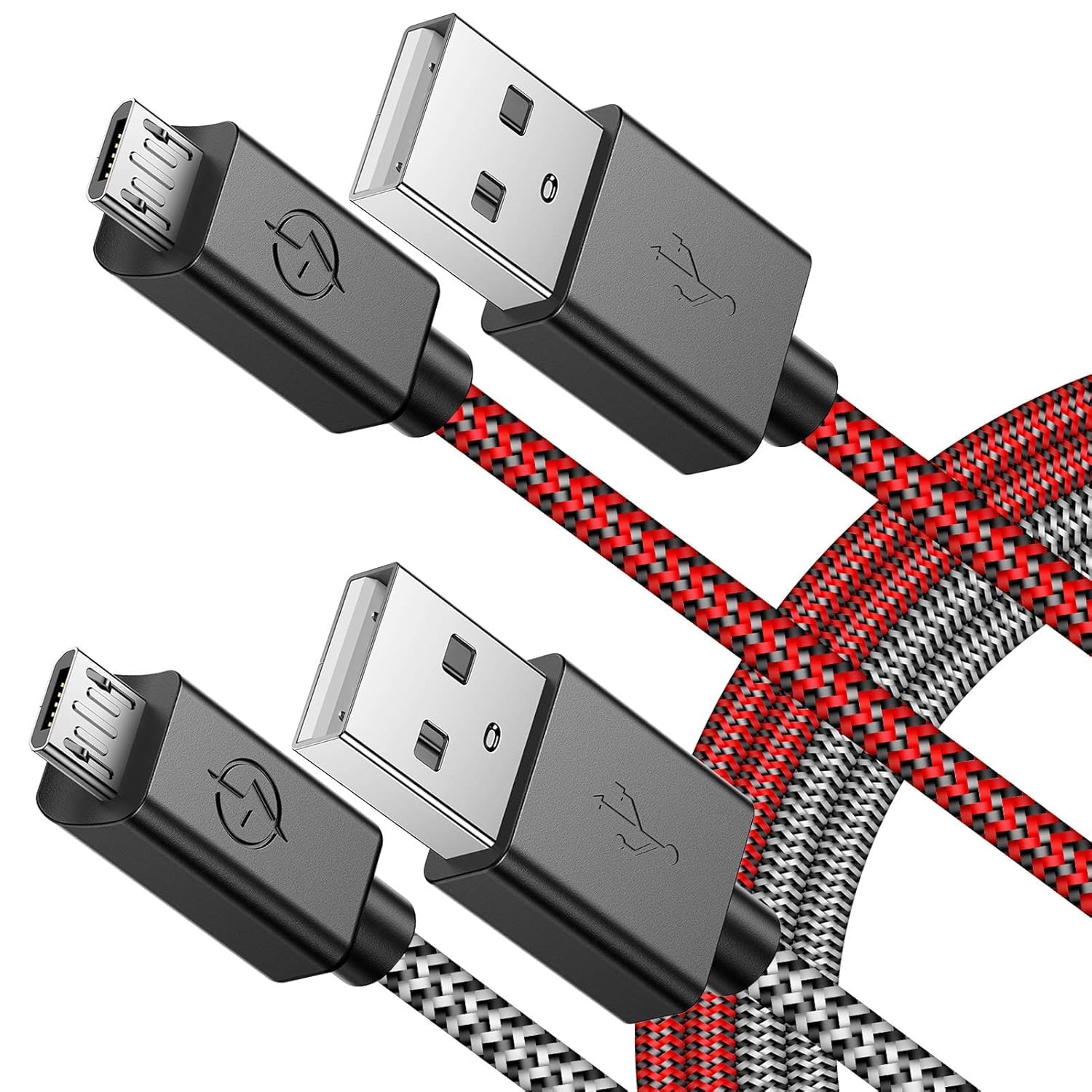 PS4 Controller Charger Cable 13FT Flush Curved Connector Design for Snug Fit - 2 Pack Nylon Braided Long