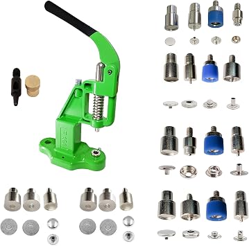 Hobby Trendy Favorite Starter Snap Buttons Rust Free Stainless Steel and Brass Bundle with Hand Press and Matching Dies Green Press