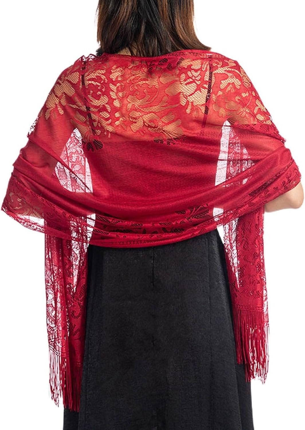 Women's Wedding Pashmina Spring Pashmina Shawl Knitted Fringe Lace Elegant Shawls And Wraps