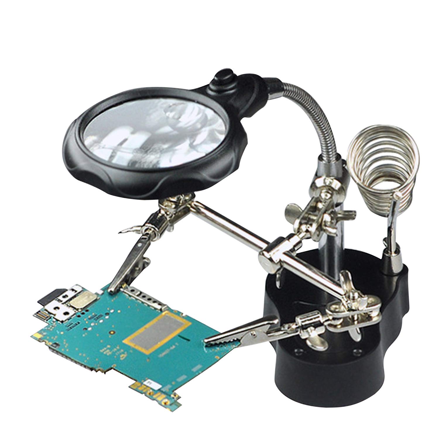 SIXRUN Magnifying Glass LED Lighted Desk Lamp with Clips, Stand - Image 3