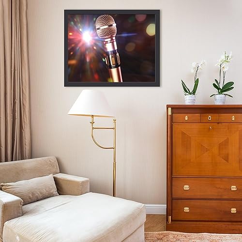 Miniatura 6 de RTFGHJS Impresiones artísticas de pared con micrófono de karaoke, marco de madera de 11.8 x 15.7 pulgadas, impresión de pintura para casa de campo,