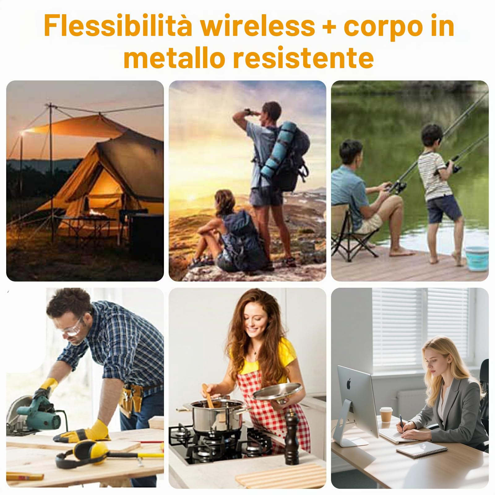 Ventilatore Metallico Ricaricabile 8 Pollici, Ventilatore Senza Fili con 2 Batterie 3000mAh, 2 Velocità Regolabile per Campeggio, Officina, Casa (2 Batterie + 1 Caricatore)