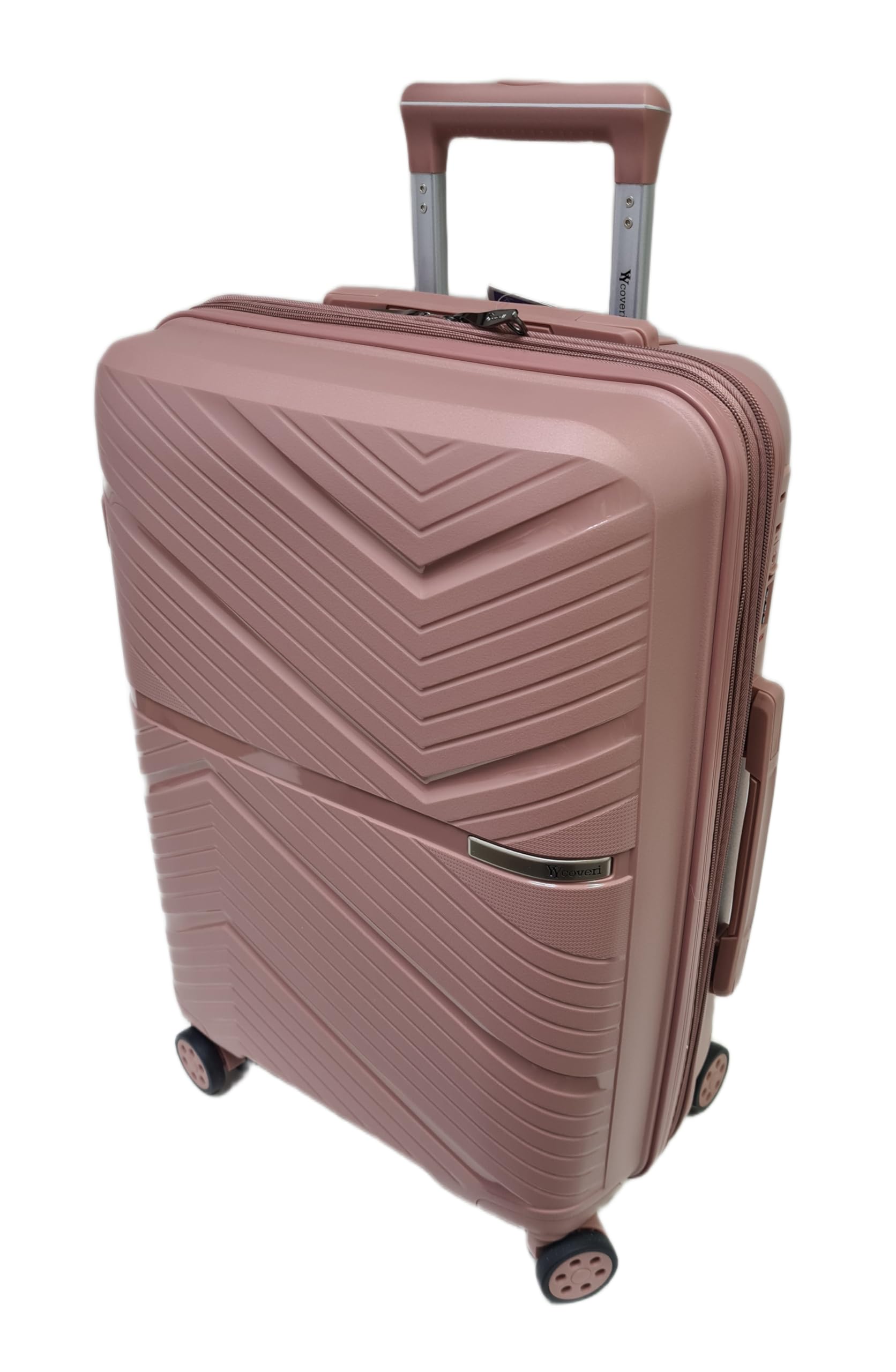 COVERI COLLECTION Trolley Rigido Bagaglio a Mano Espandibile 55x40x20 cm, 4 Rotelle Girevoli 360°, Approvato Compagnie Aeree Low Cost, Scocca ABS Resistente, 27L, Rosa