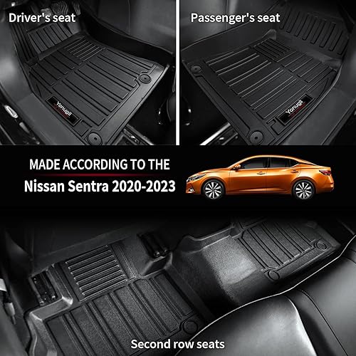 Miniatura 2 de Yonugli Juego de alfombrillas para todo tipo de clima y forro de carga compatibles con Nissan Sentra 2020, 2021, 2022, 2023, 2024, accesorios negros