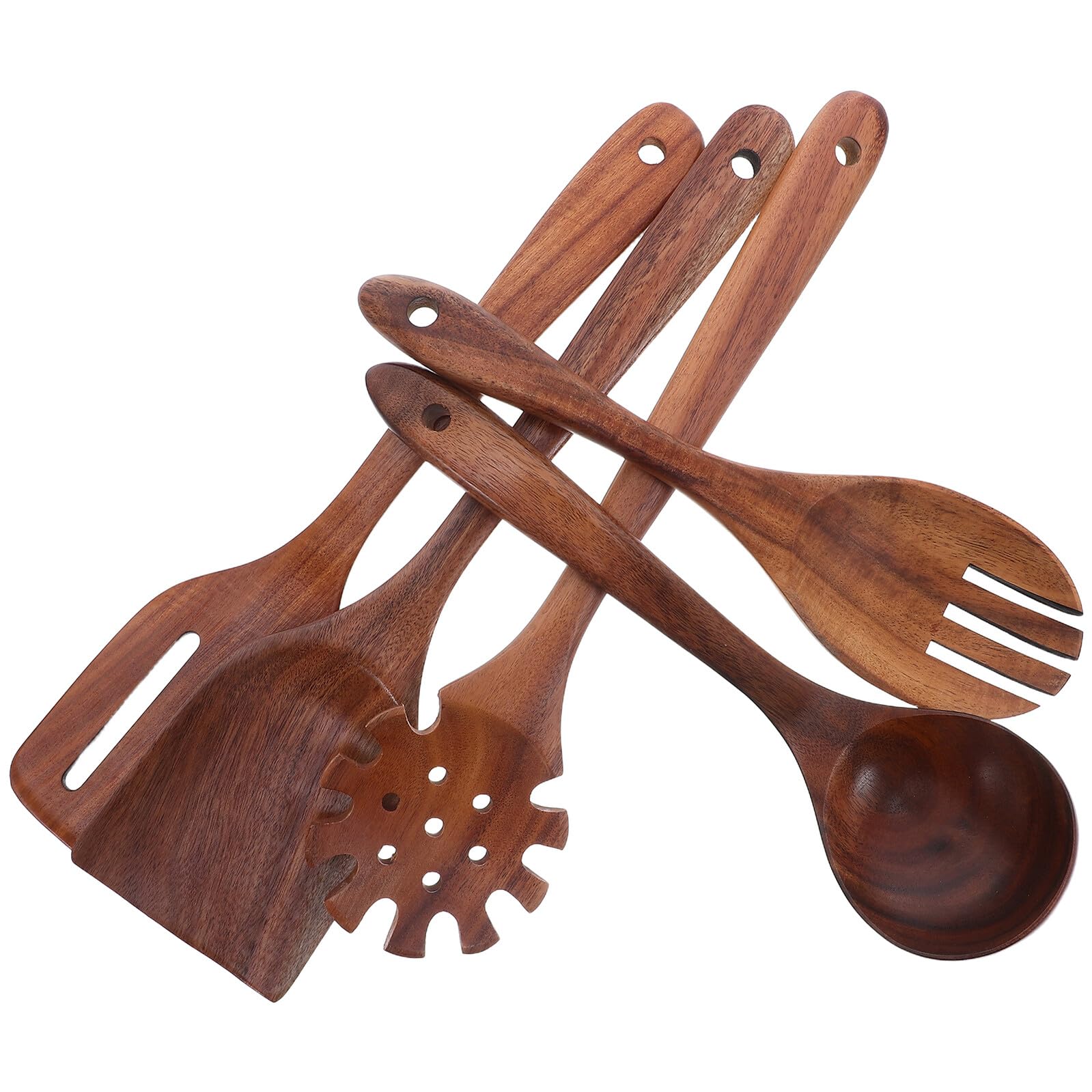 DOITOOL Holzlöffel-Set mit Pfannenwender Spatel und Rührlöffel für Kochutensilien Küchenwerkzeuge aus Holz für Schöpfen und Rühren