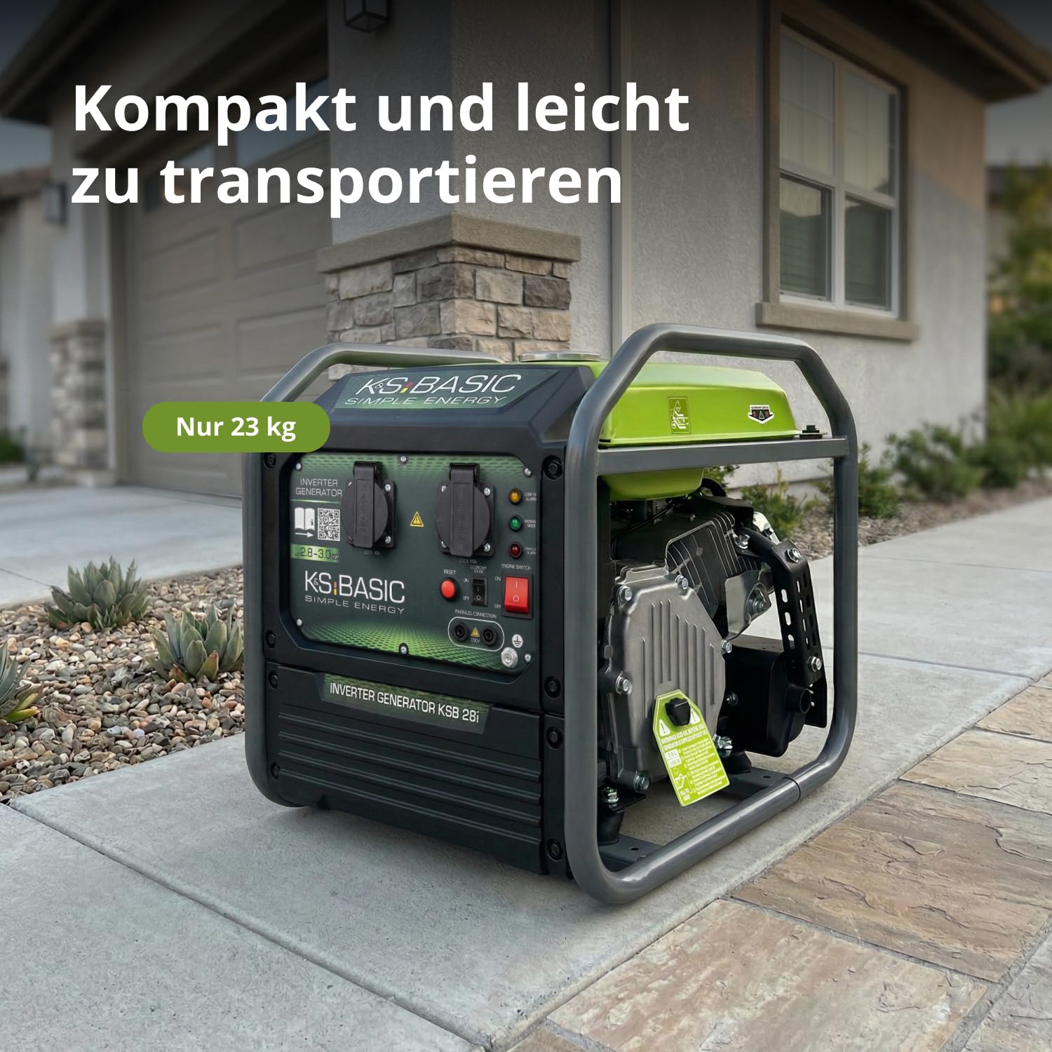 K&S BASIC 28i Inwerterowy generator 3000 W, agregat prądotwórczy na benzynę, agregat prądotwórczy 230 V z czystą falą sinusoidalną, generator prądu z trybem Eco i równoległym działaniem, moc