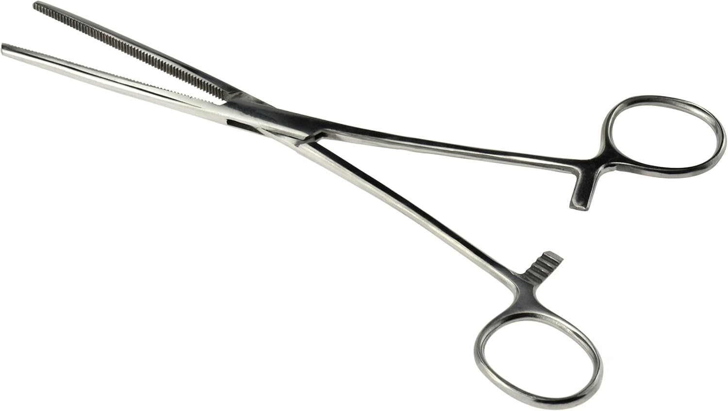 SE 8-Inch Stainless Steel Straight Forceps - Self-Locking, Serrated Tip for Precision Grip and Clamping - Perfect for Crafting, Fishing Tasks, Jewelry Making, and More! -680FS