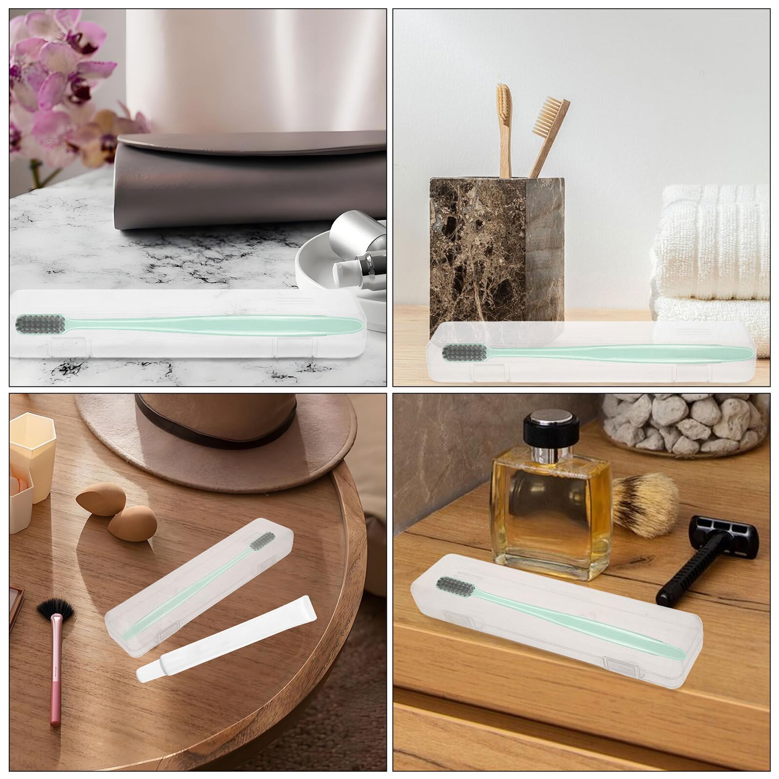 10 pezzi Scatola Trasparente Porta Spazzolino e Dentifricio Organizer Portatile Compatto Custodia Sigillata per Viaggio Campeggio e Uso Quotidiano