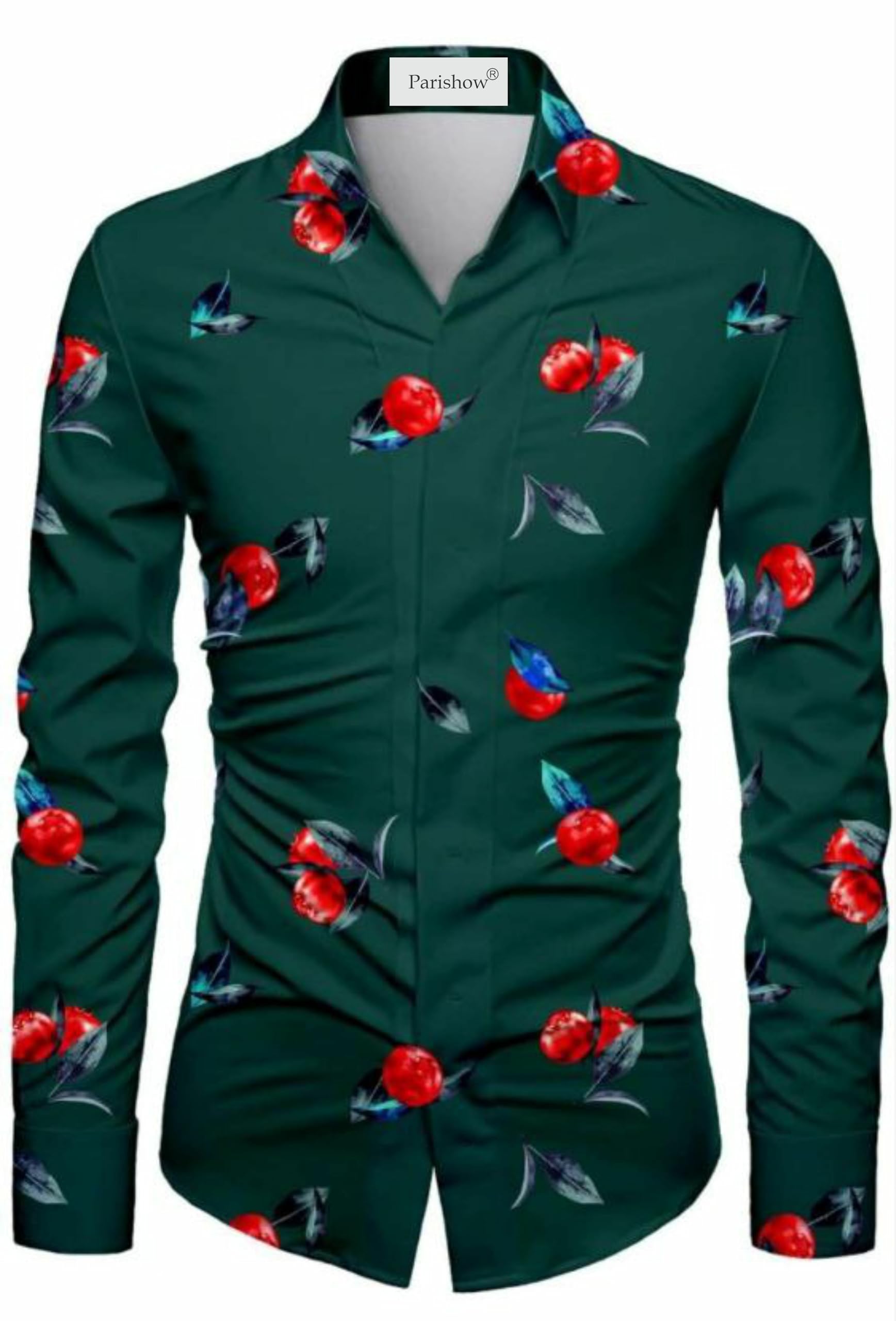 Cotton Blend Printed Shirt Fabric (Unstitched) PJE-Ushirt FruitK Green-1-picture-28