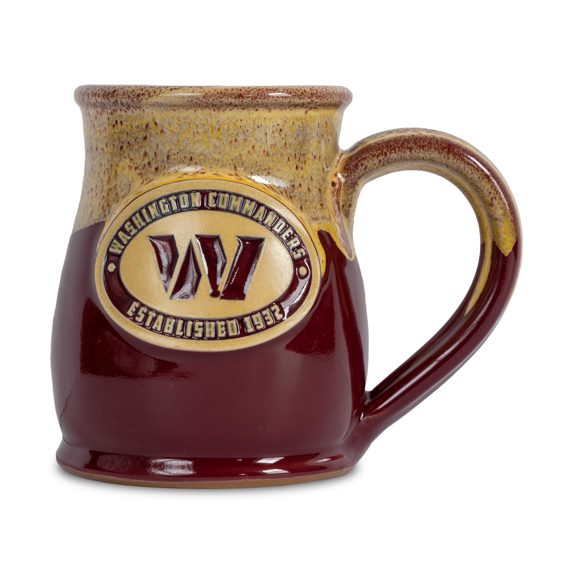 Greater Distance NFL Football Washington Commanders 14 oz Two-Tone Tall Belly Mug, Handmade Large Ceramic Coffee Mug With Team Logo for True Fans, Premium Deneen Pottery Made in USA