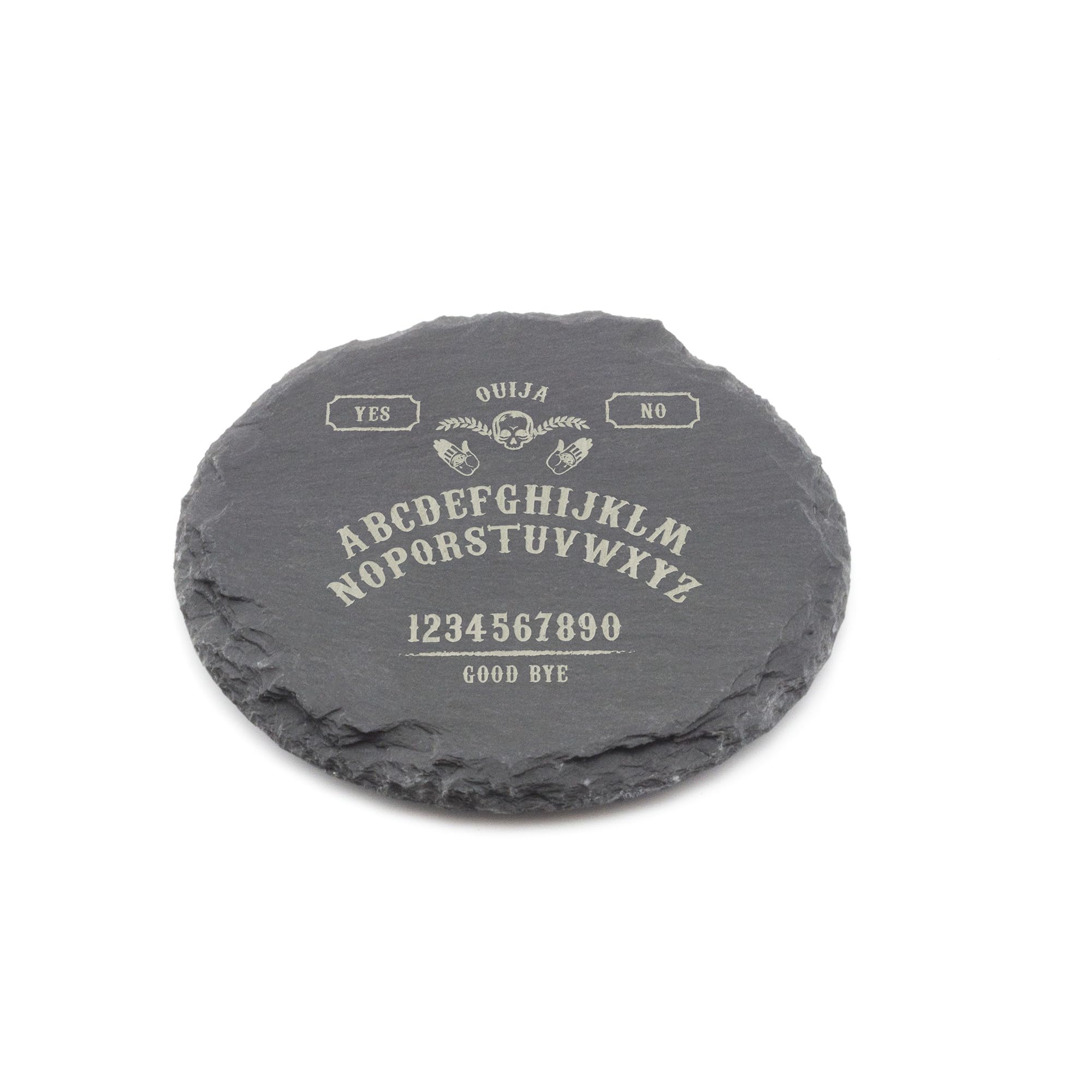 A1 Graphics Ltd Grey Ouija Board Slate Coaster Laser Engraved Shabby Chic Spooky Gift (Round)