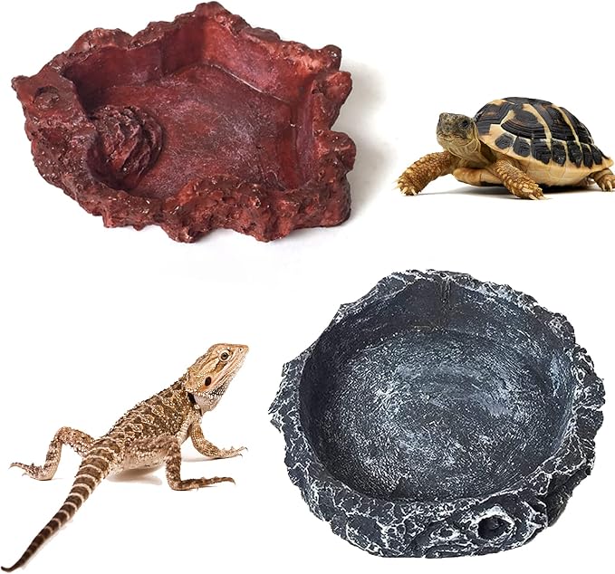 Natürlicher Stein-Futternapf Für Reptilien & Schildkröten – 38,4 X 24,1 Cm – Lebensraum-Dekoration & Praktische Futterstelle