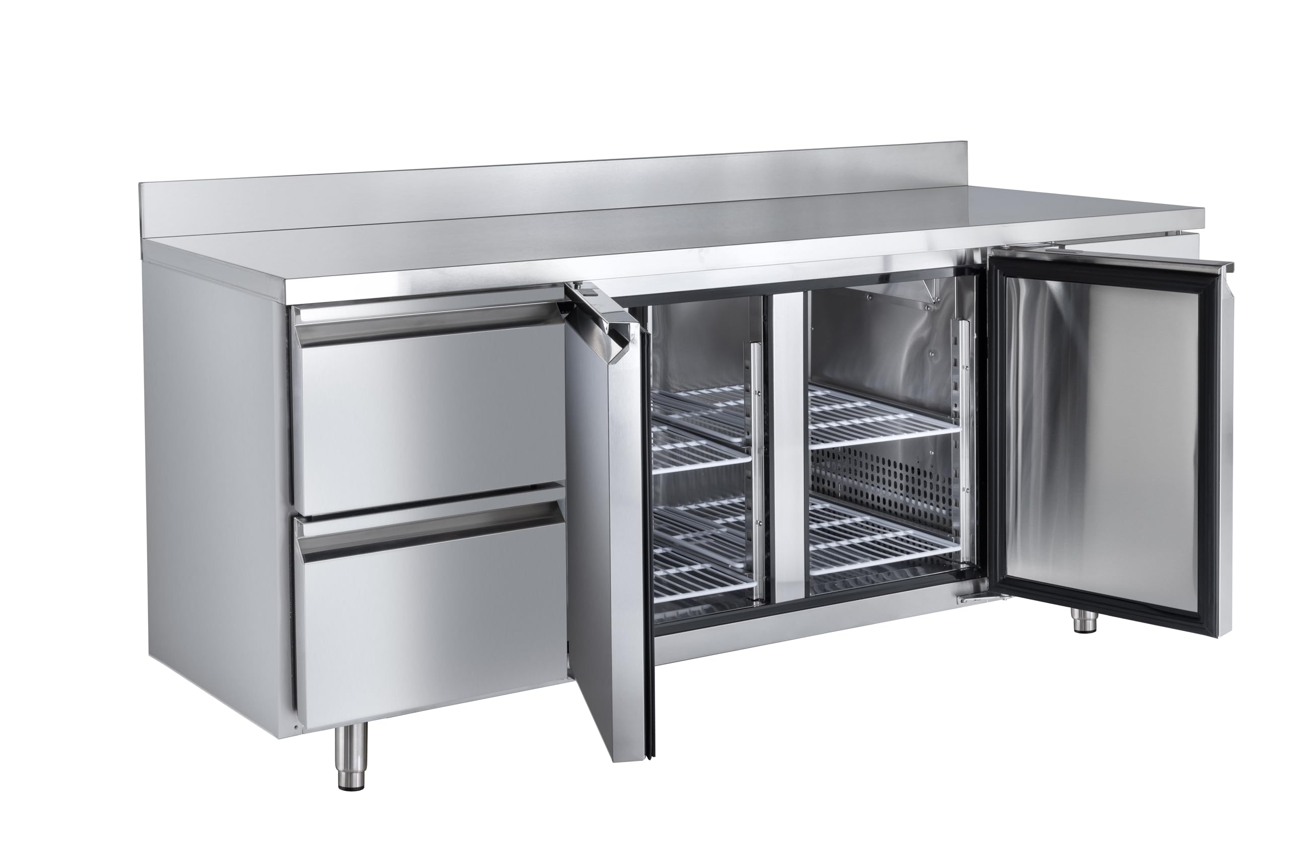 METRO Professional Table réfrigérée GCC31002D-BS, acier inoxydable, 179.5 x 70 x 85 cm, 225 L, refroidissement par air, argenté
