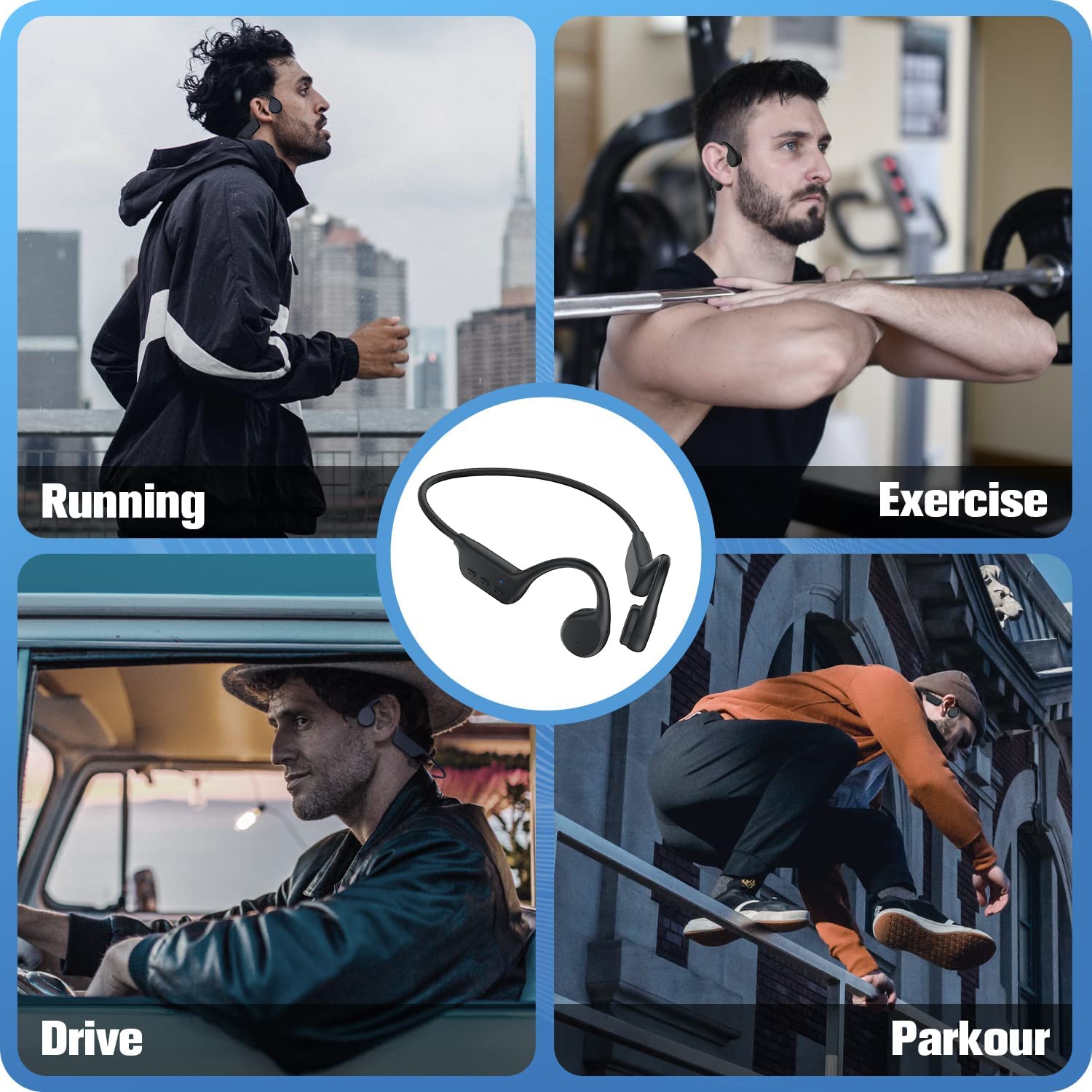 Auriculares de conducción ósea auriculares natación, impermeable IPX8, reproductor MP3 32GB, Bluetooth 5.3, auriculares deportivos inalámbricos abiertos, micrófono integrado