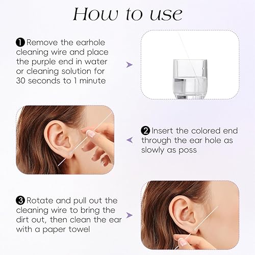 Miniatura 6 de Limpiador de anillos de nariz, 180 piezas, agujero de pendiente, aretes, limpiador de agujeros, línea de limpieza, limpiador de agujeros de aretes,