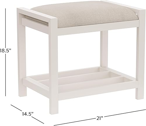Miniatura 3 de Hillsdale Furniture Amelia, taburete de tocador blanco