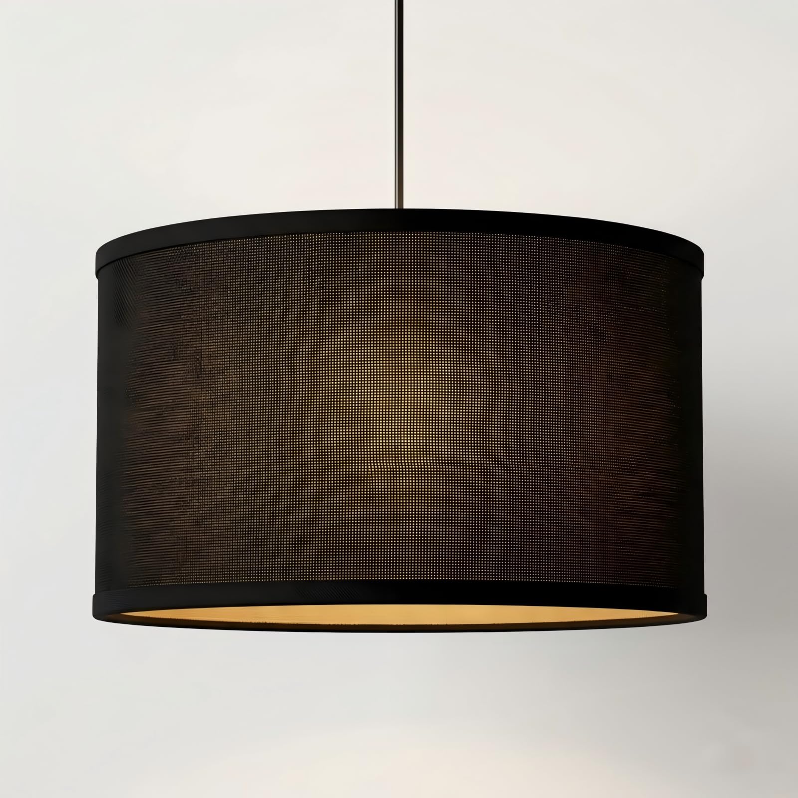 ZEONX 16" (40cm) Black Linen Drum Lamp Shade – Extra Large Lampshade for Ceiling Lights, Table & Floor Lamps, Compatible with E26 and E27, Easy Fit for Living Room, Bedroom, Office, Kitchen & Hallway