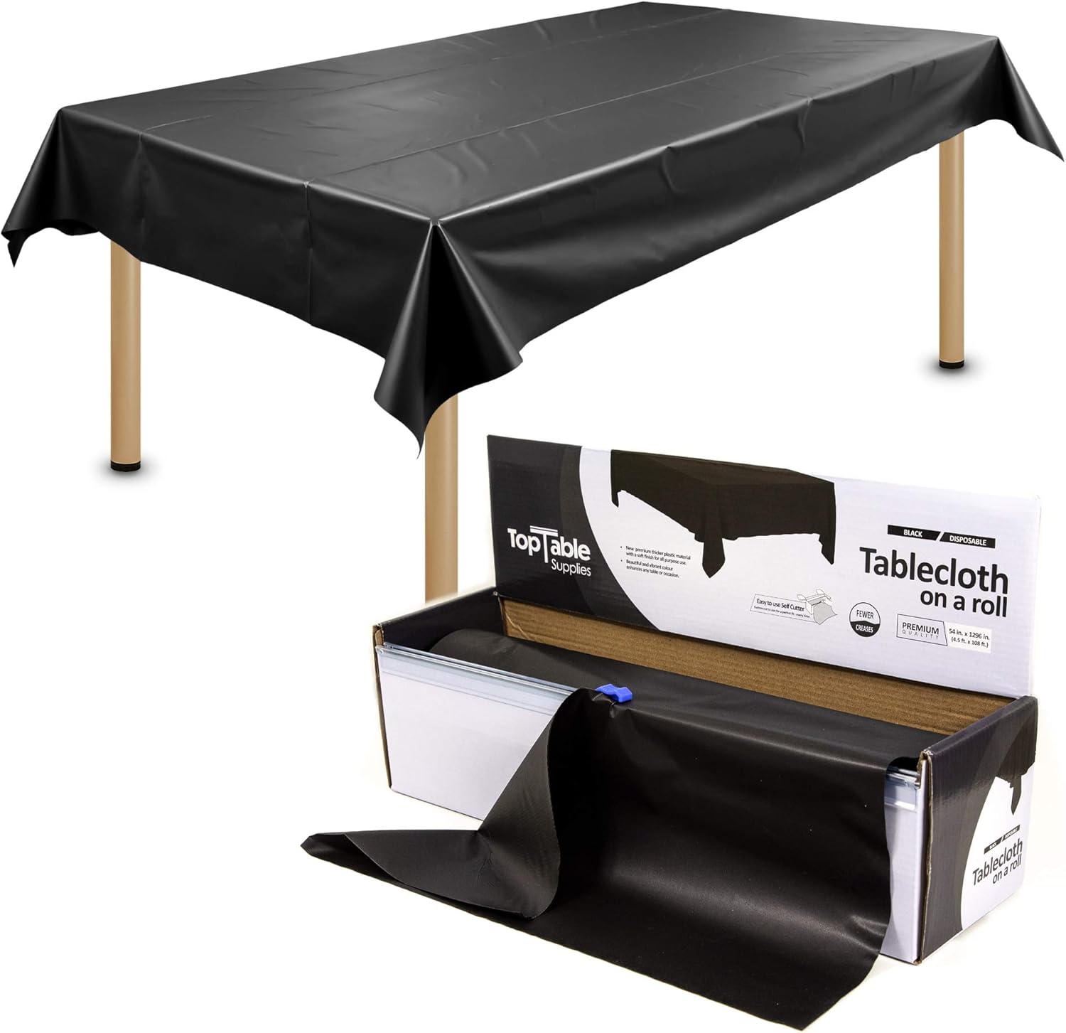 Top Table Supplies Heavy Duty BLACK Plastic Table Cloth