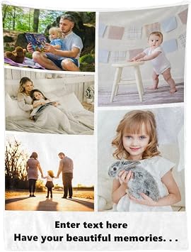 Personalized Blanket with Picture Custom Photo Collage Blanket for Family Baby Grandma Grandpa Friend Couple Wedding Pets Dogs Customized Souvenirs Gifts 5 Photos, 30x40 Inch