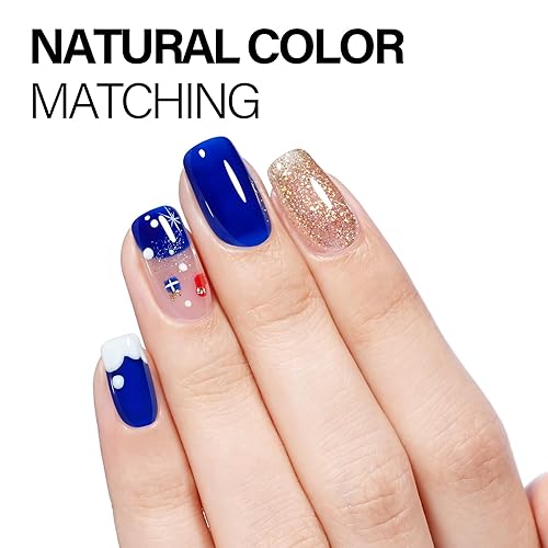 Miniatura 4 de AILLSA Esmalte de uñas de gel azul real, esmalte de gel azul profundo, esmalte de uñas de color azul translúcido para invierno, esmalte de uñas de