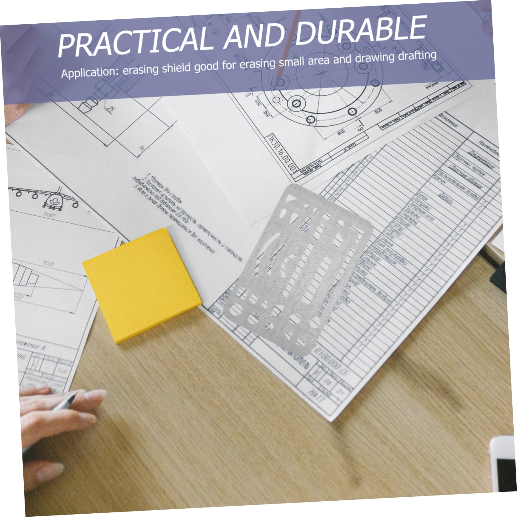Gogogmee 3 Pcs Architecture Stencil Template Piercing Kits Pattern Drafting Tools Drafting Metal Drafting Eraser Shield Erasing Shield and Eraser Drawing Erasers Round Interior Design - Image 2