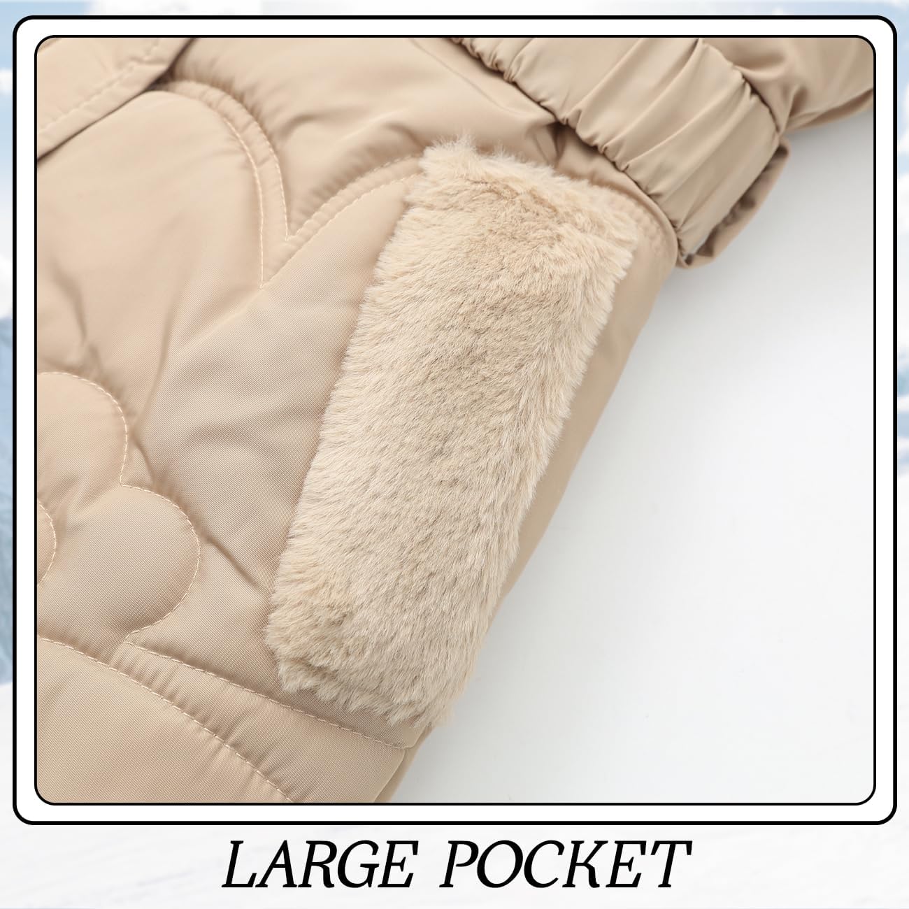 Kids Winter Girls Coats Fleece Padded Fur Collar Hooded Puffer Jackets Clothes - Image 4