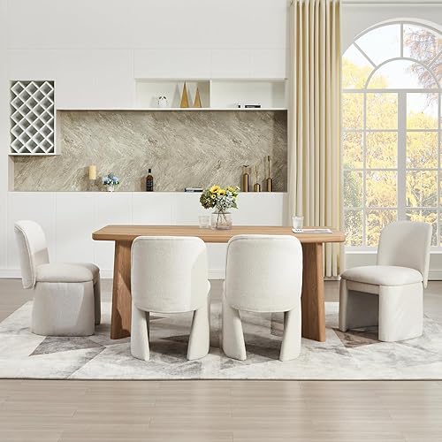 Miniatura 8 de Modern Parsons - Juego de 2 sillas de comedor, sillas de comedor tapizadas de felpilla con respaldo de ala, cómoda silla auxiliar de lectura sin