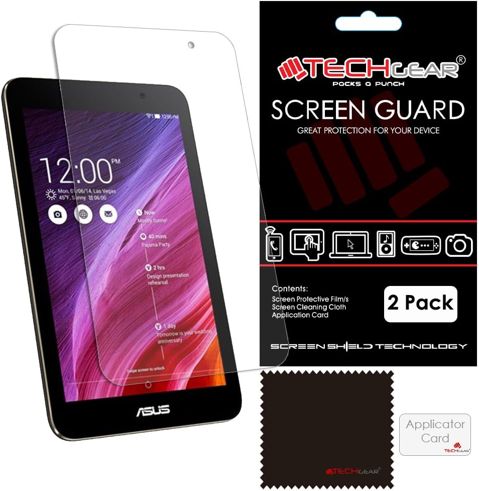 TECHGEAR [2 Pack] Screen Protectors for Asus MeMO Pad 7 (ME176CX) - Clear Lcd Screen Protectors With Cleaning Cloth & Application Card