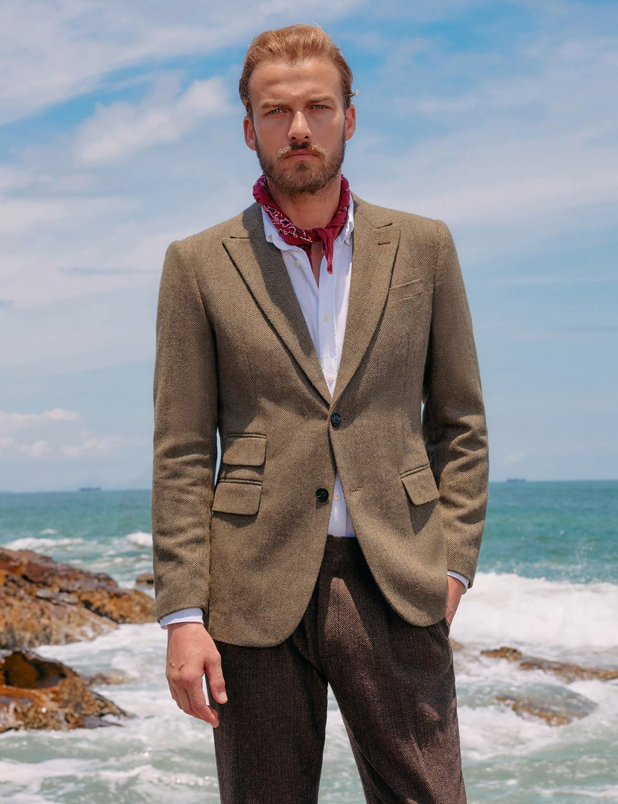 PJ Paul Jones Sakko Herren Vintage British Blazer 2 Knöpfe Tweed Jackett